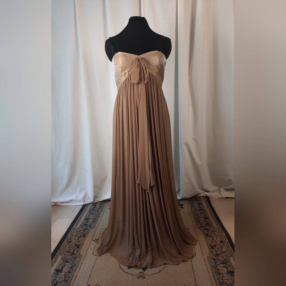 New Strapless Taupe Gown